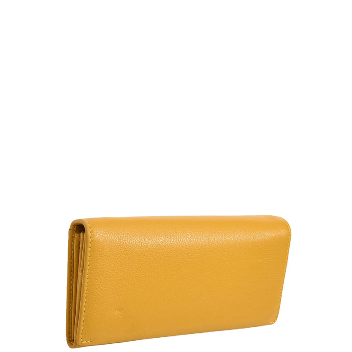 Womens Leather Envelope Purse Wallet with Card & Note Slots Arlo Yellow