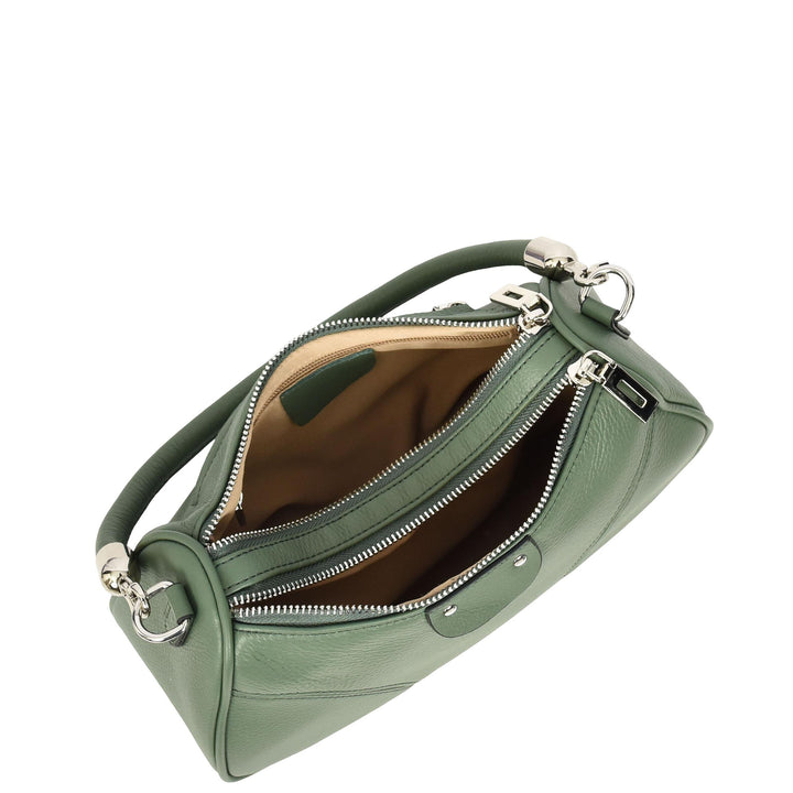 Womens Real Leather Cross body Shoulder Organiser with Adjustable Strap Darla Mint