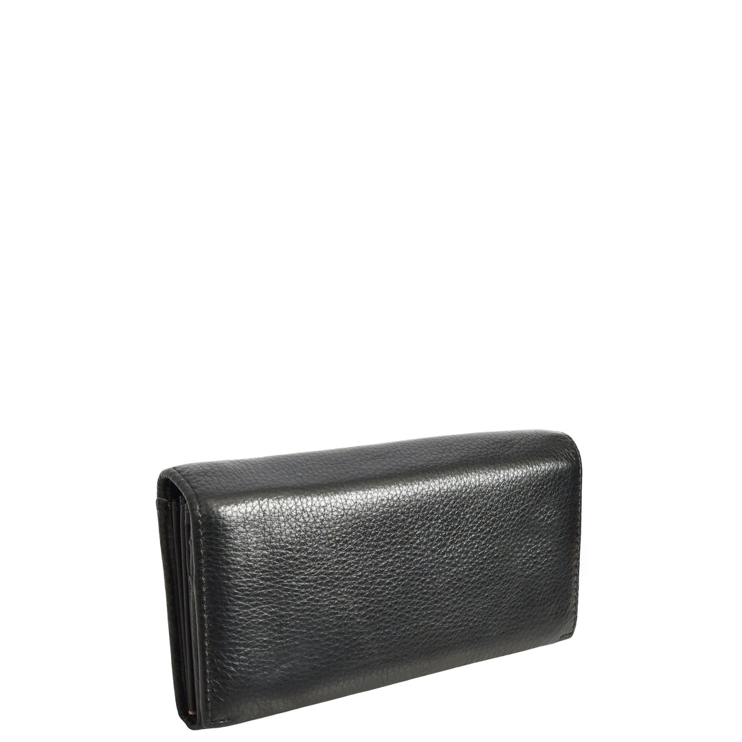Womens Leather Envelope Purse Wallet with Card & Note Slots Arlo Black