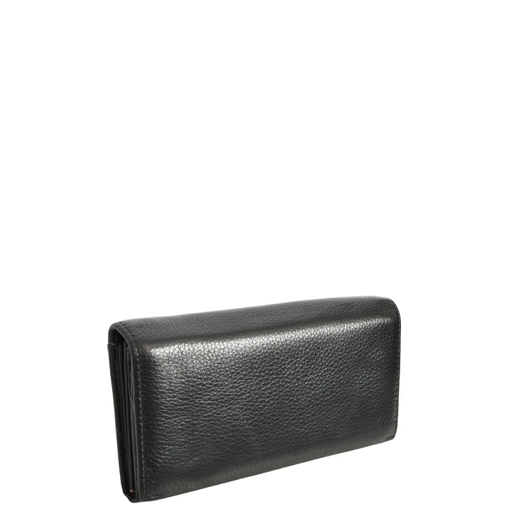 Womens Leather Envelope Purse Wallet with Card & Note Slots Arlo Black