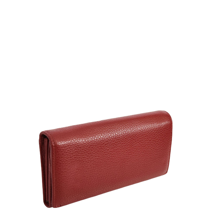 Womens Leather Envelope Purse Wallet with Card & Note Slots Arlo Red