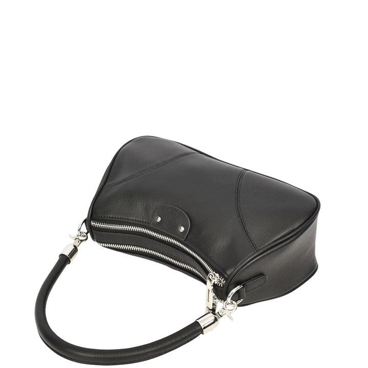 Womens Real Leather Cross body Shoulder Organiser with Adjustable Strap Darla Black