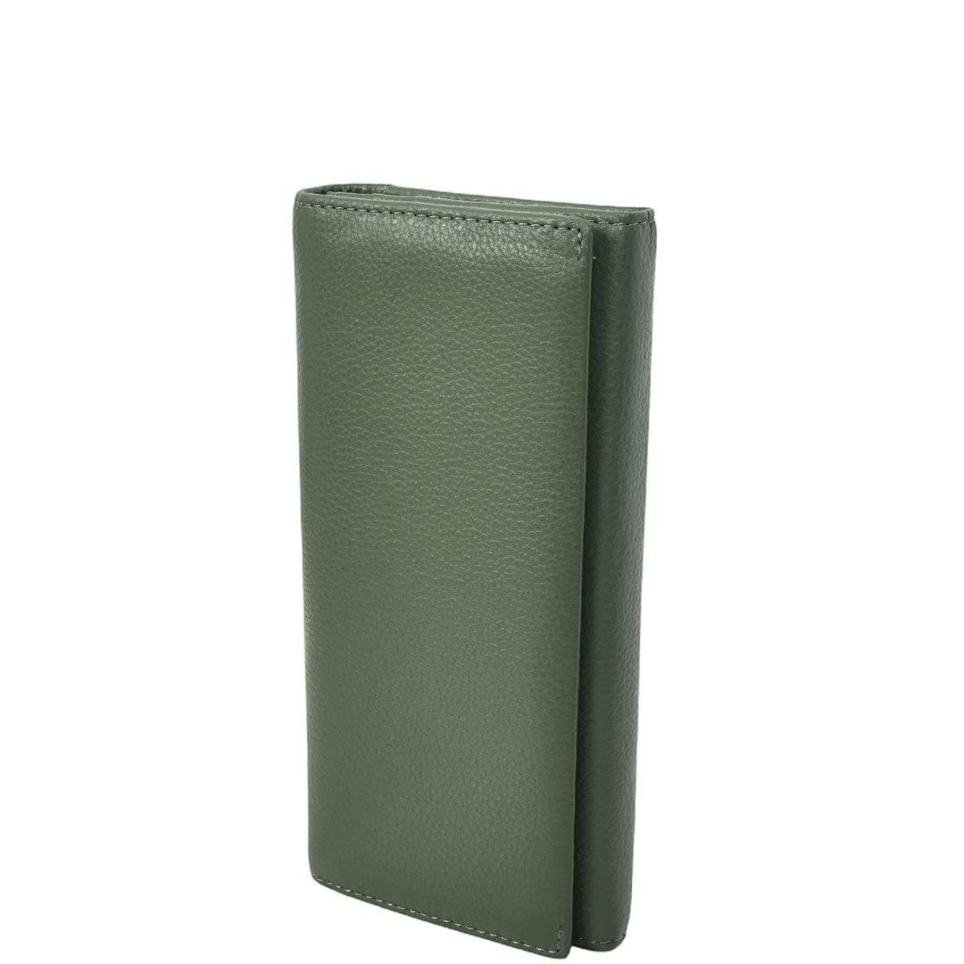 Womens Leather Envelope Purse Wallet with Card & Note Slots Arlo Olive Green