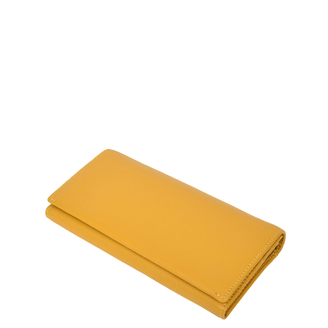 Womens Leather Envelope Purse Wallet with Card & Note Slots Arlo Yellow