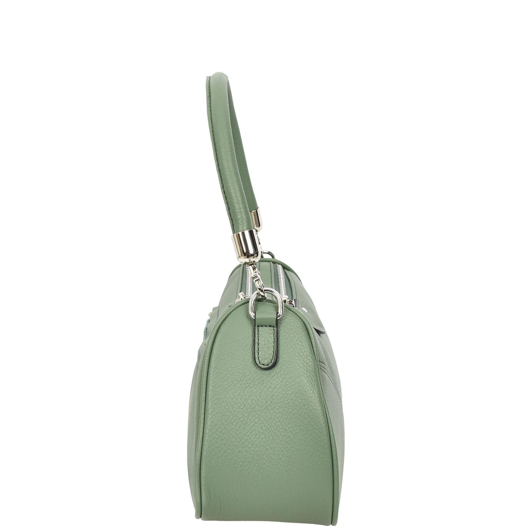 Womens Real Leather Cross body Shoulder Organiser with Adjustable Strap Darla Mint