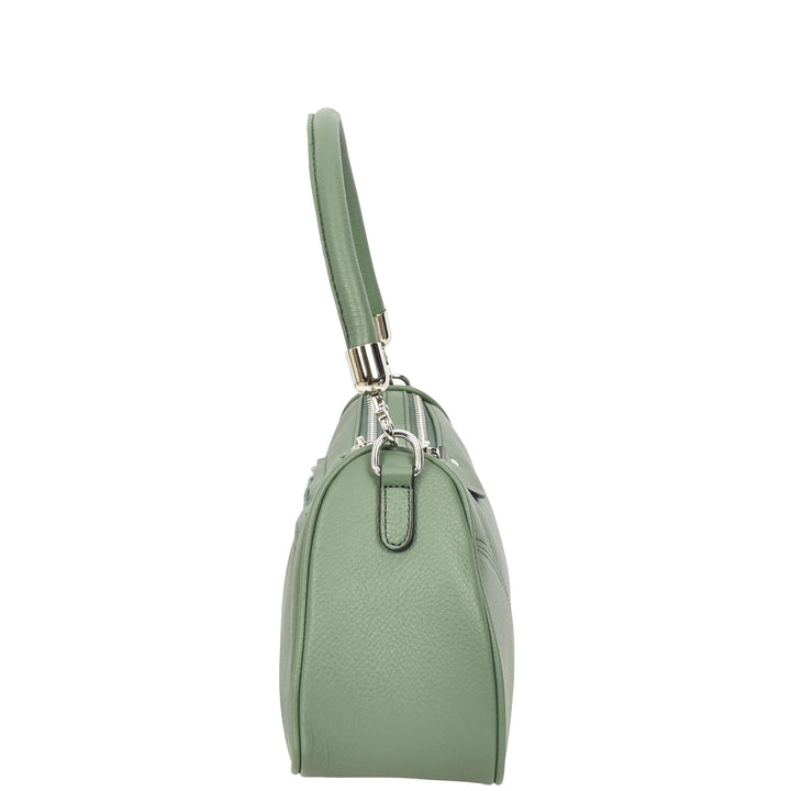 Womens Real Leather Cross body Shoulder Organiser with Adjustable Strap Darla Mint