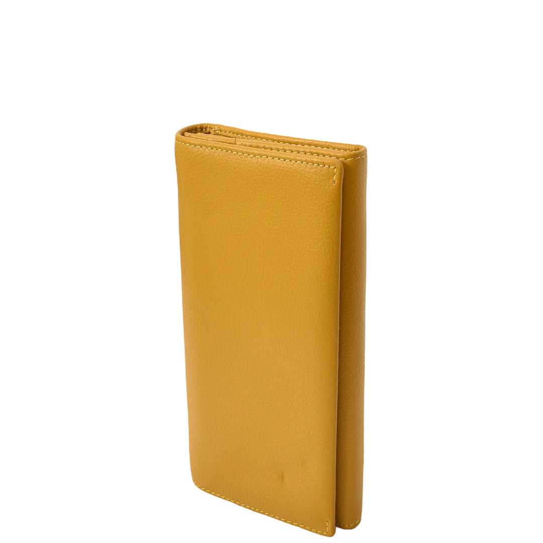 Womens Leather Envelope Purse Wallet with Card & Note Slots Arlo Yellow
