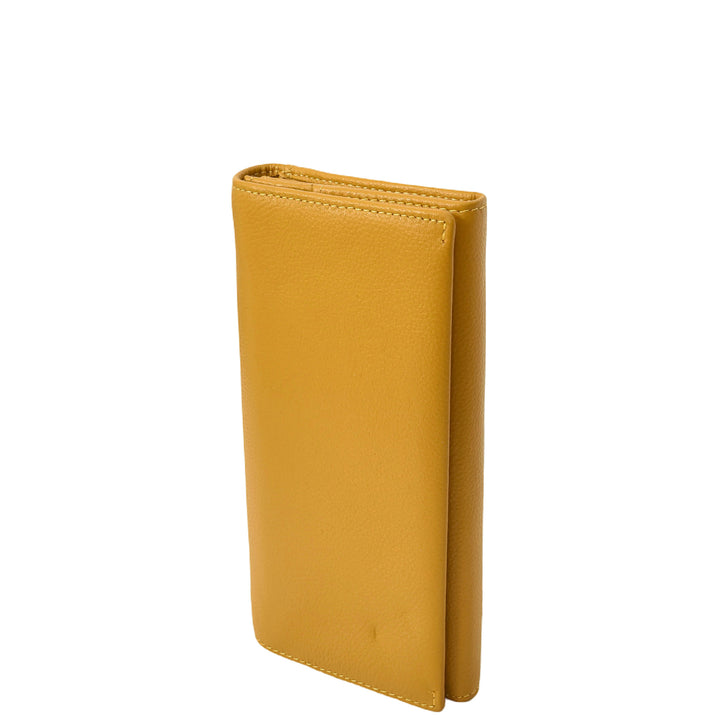 Womens Leather Envelope Purse Wallet with Card & Note Slots Arlo Yellow
