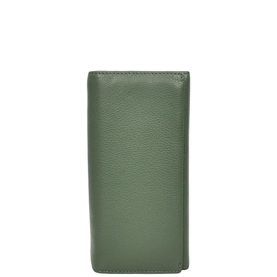 Womens Leather Envelope Purse Wallet with Card & Note Slots Arlo Olive Green