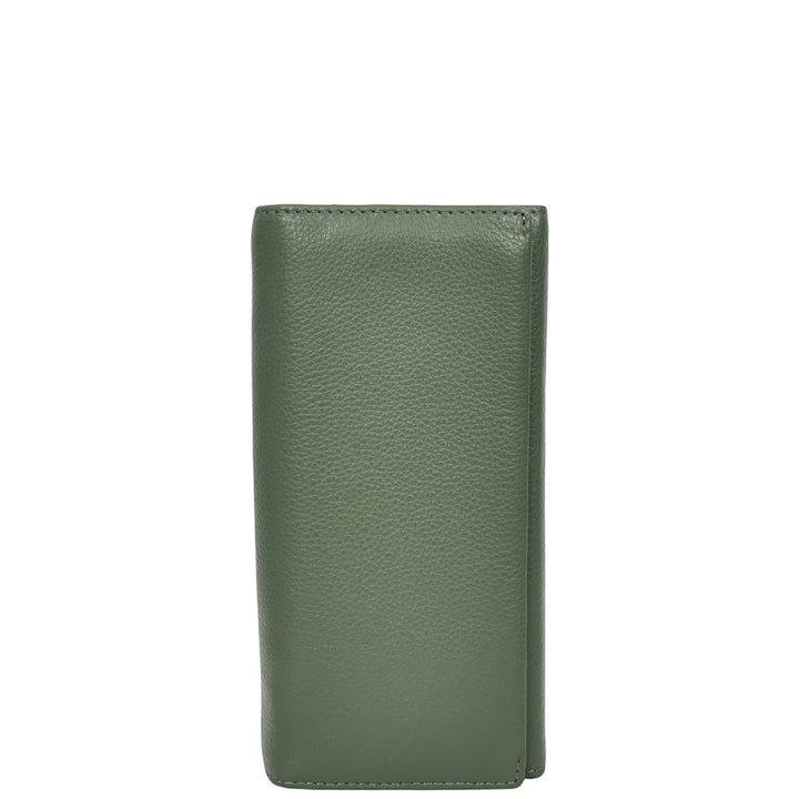 Womens Leather Envelope Purse Wallet with Card & Note Slots Arlo Olive Green