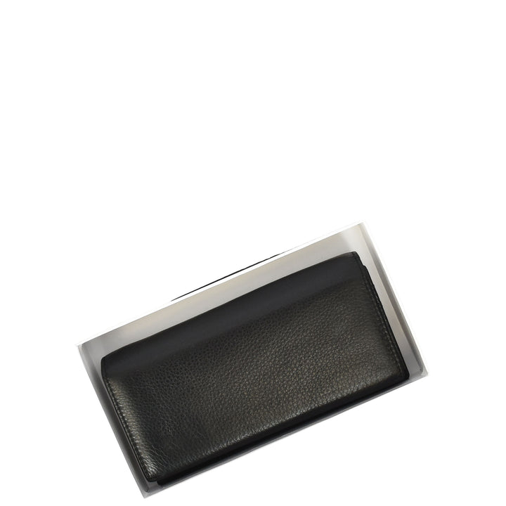 Womens Leather Envelope Purse Wallet with Card & Note Slots Arlo Black