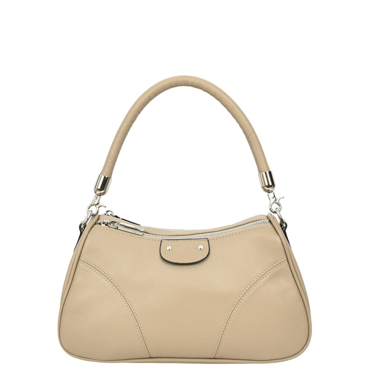 Womens Real Leather Cross body Shoulder Organiser with Adjustable Strap Darla Taupe