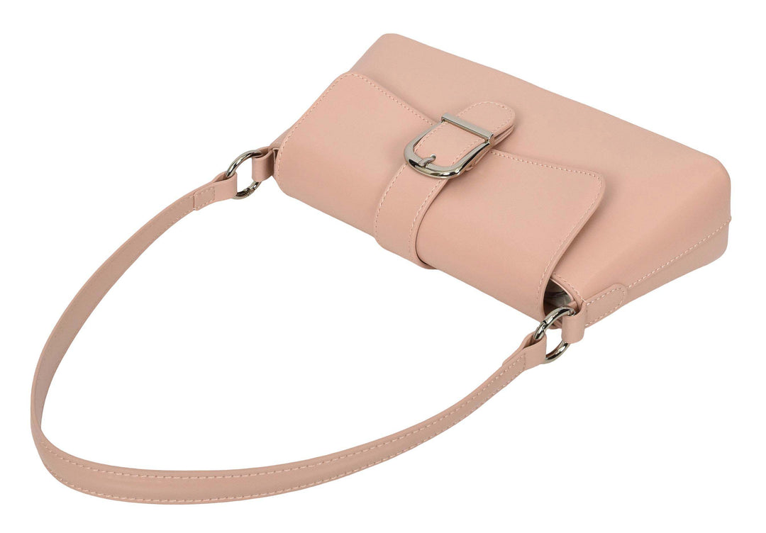 Women's Glazed Leather Small Handbag 2-in-1 Style Xyla Pink
