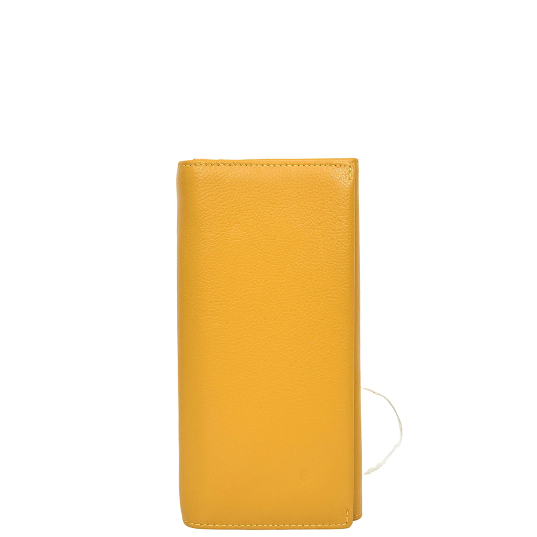 Womens Leather Envelope Purse Wallet with Card & Note Slots Arlo Yellow