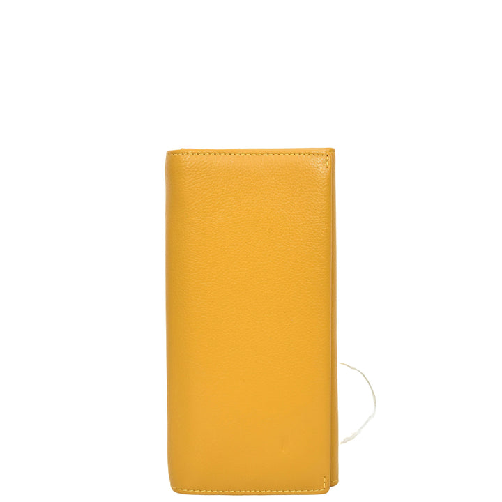 Womens Leather Envelope Purse Wallet with Card & Note Slots Arlo Yellow