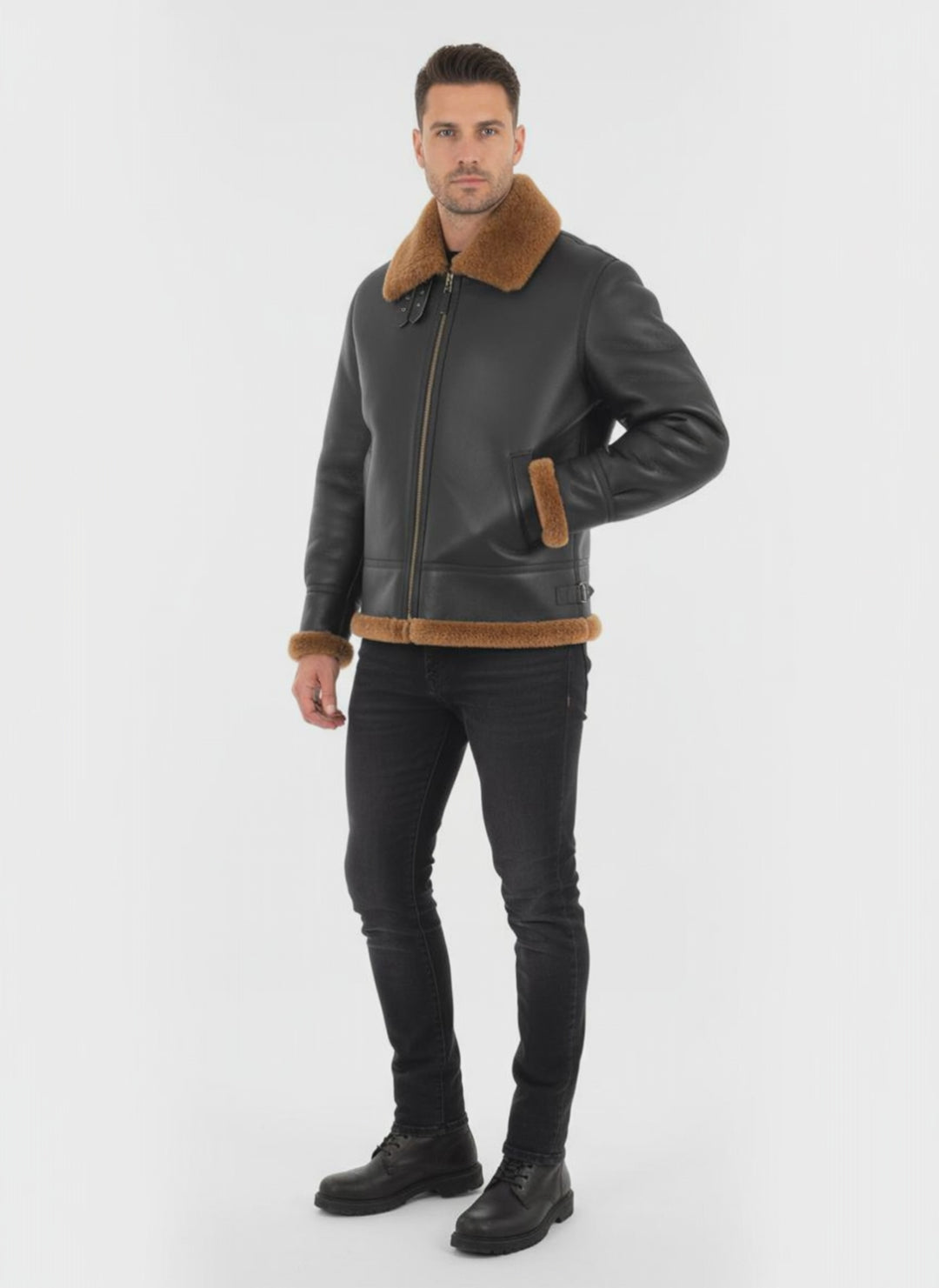 Men's Classic B3 Original Sheepskin Jacket Brown Ginger