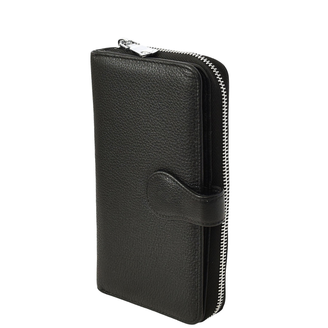 Womens Real Leather Purse Envelope Style Clutch Wallet HOL732 Black