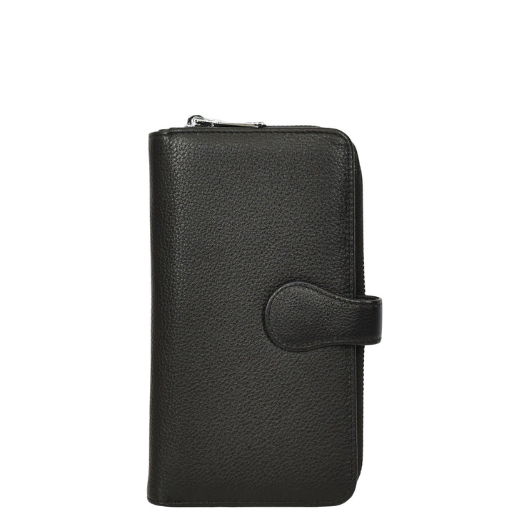 Womens Real Leather Purse Envelope Style Clutch Wallet HOL732 Black
