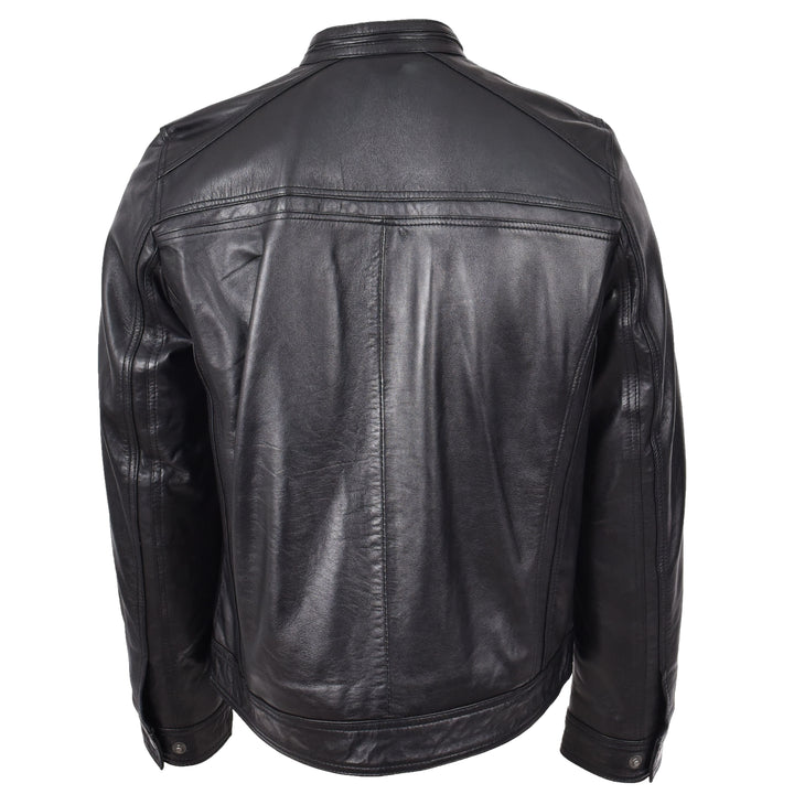 Mens Leather Cafe Racer Biker Jacket Charlie Black