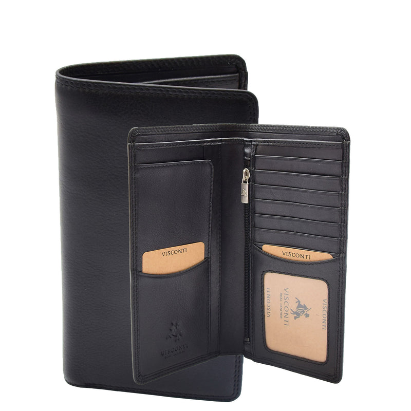 Real Leather Vertical Bifold Breast Wallet HOL120 Black