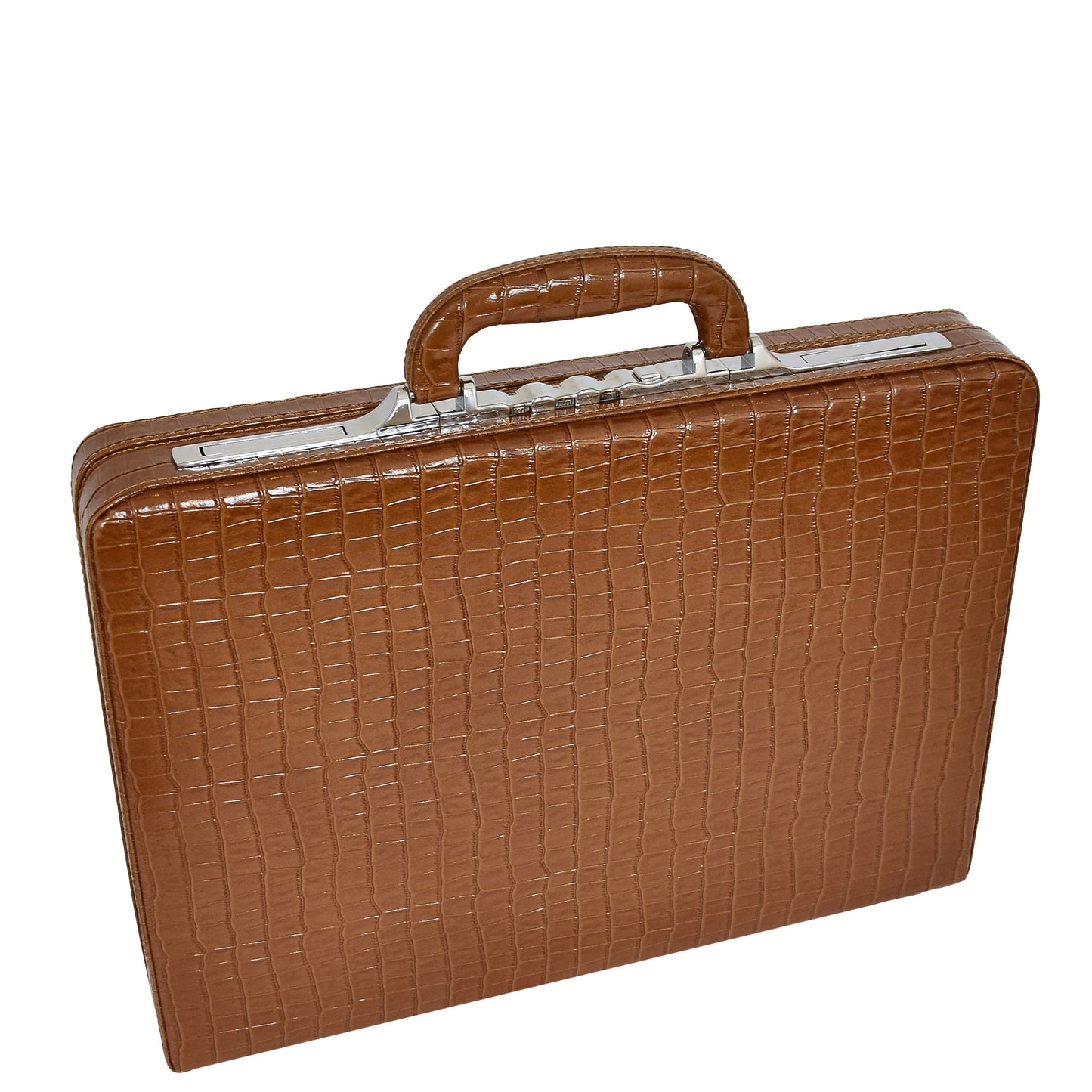 Traditional Croc Print Attaché Case HOL87 Brown