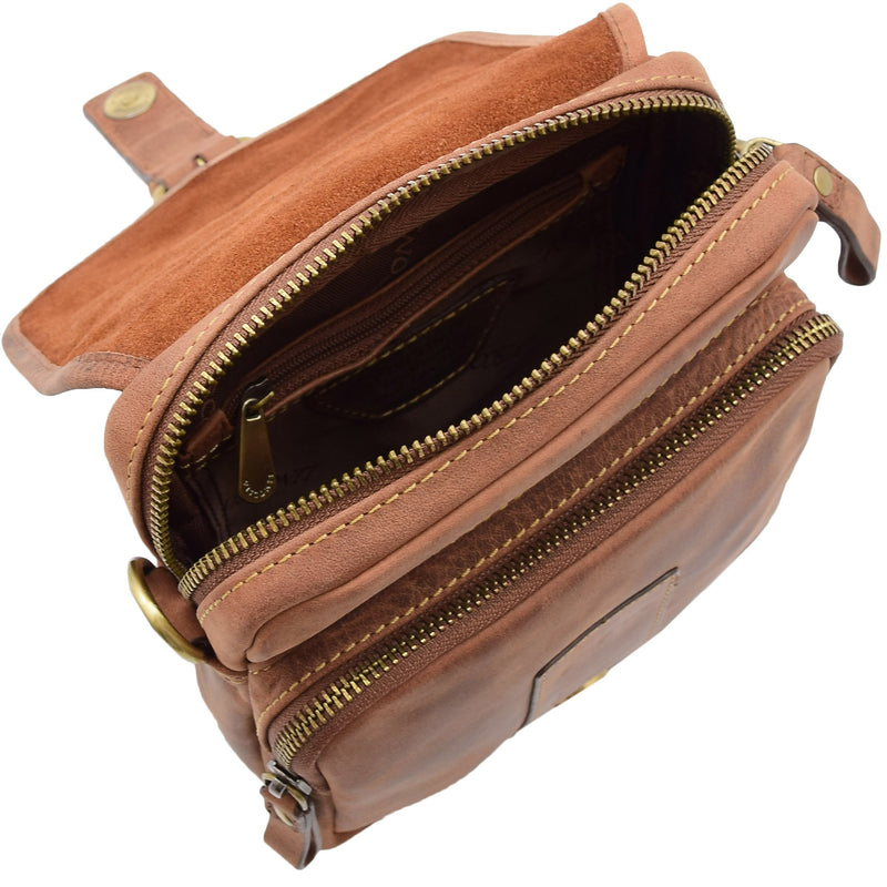 Mens Trendy Smart Crossbody Bag Genuine Leather Messenger Lucas Tan 10