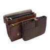 Mens Leather Briefcase Cross Body Bag Buckerell Chestnut Tan 4