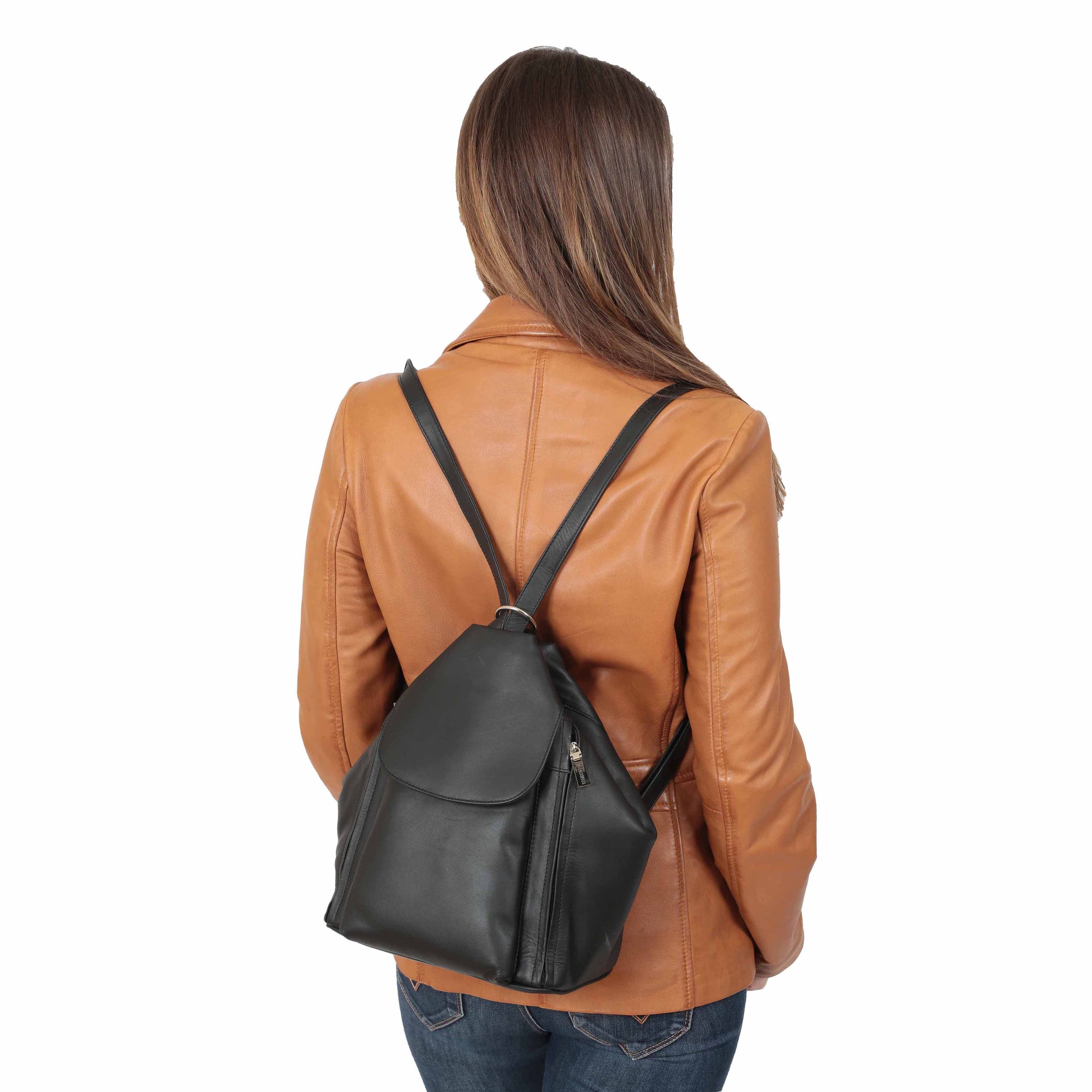 Small leather sale backpack purse