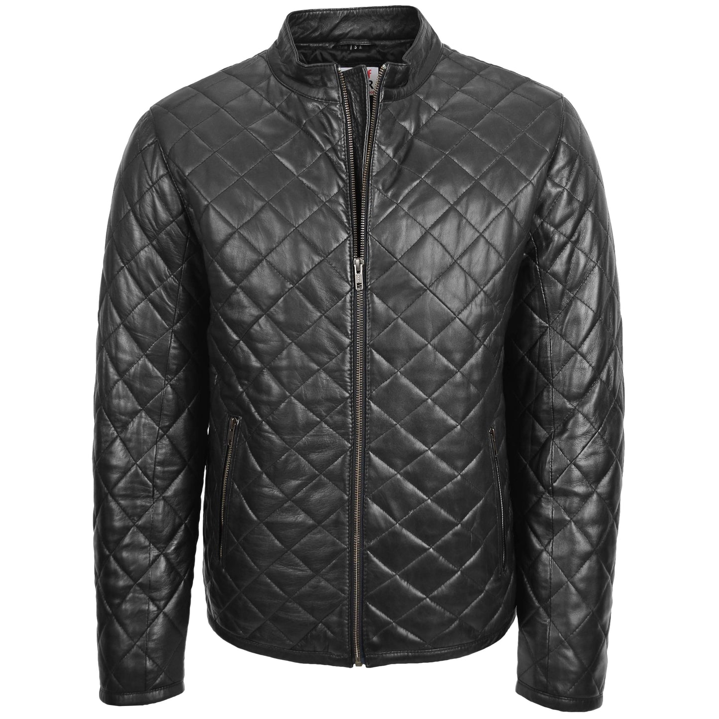 Mens Leather Quilted Anorak Style Jacket Jeff Black