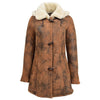 Womens Sheepskin Duffle Coat Mid Length Ellen Vintage Brown