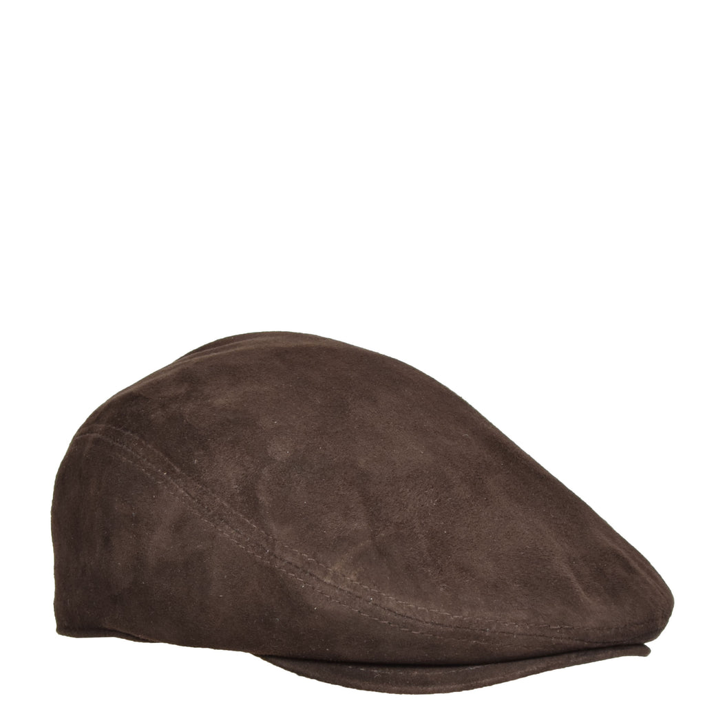 Brown leather best sale flat cap