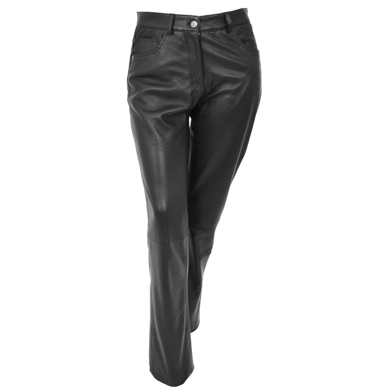 Women's Faux Leather High Waisted Flare Trouser Pants Avec Les Filles