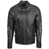 Mens Leather Biker Style Jacket with Quilt Detail Jackson Black 2