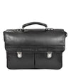 Mens Leather Briefcase Cross Body Satchel Bag Clinton Black front
