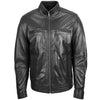 Men's Standing Collar Leather Jacket Tony Black 2