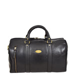 Leather Holdall Small Size Barrel Shape Duffle Bag Athens Black front