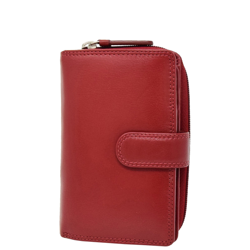 Womens Leather Booklet Style Purse Dublin Red
