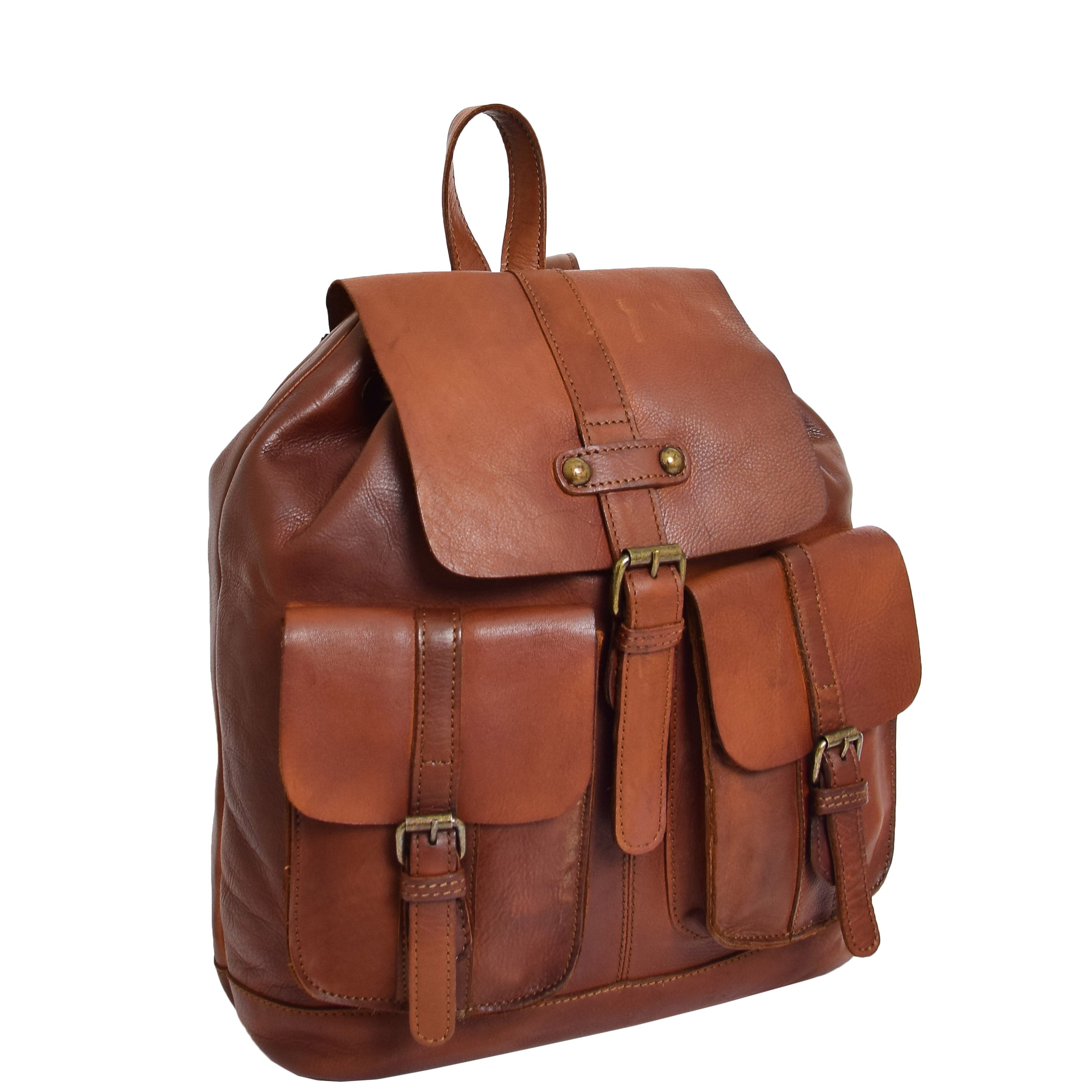 Real Leather Classic Vintage Rucksack Tan | House of Leather