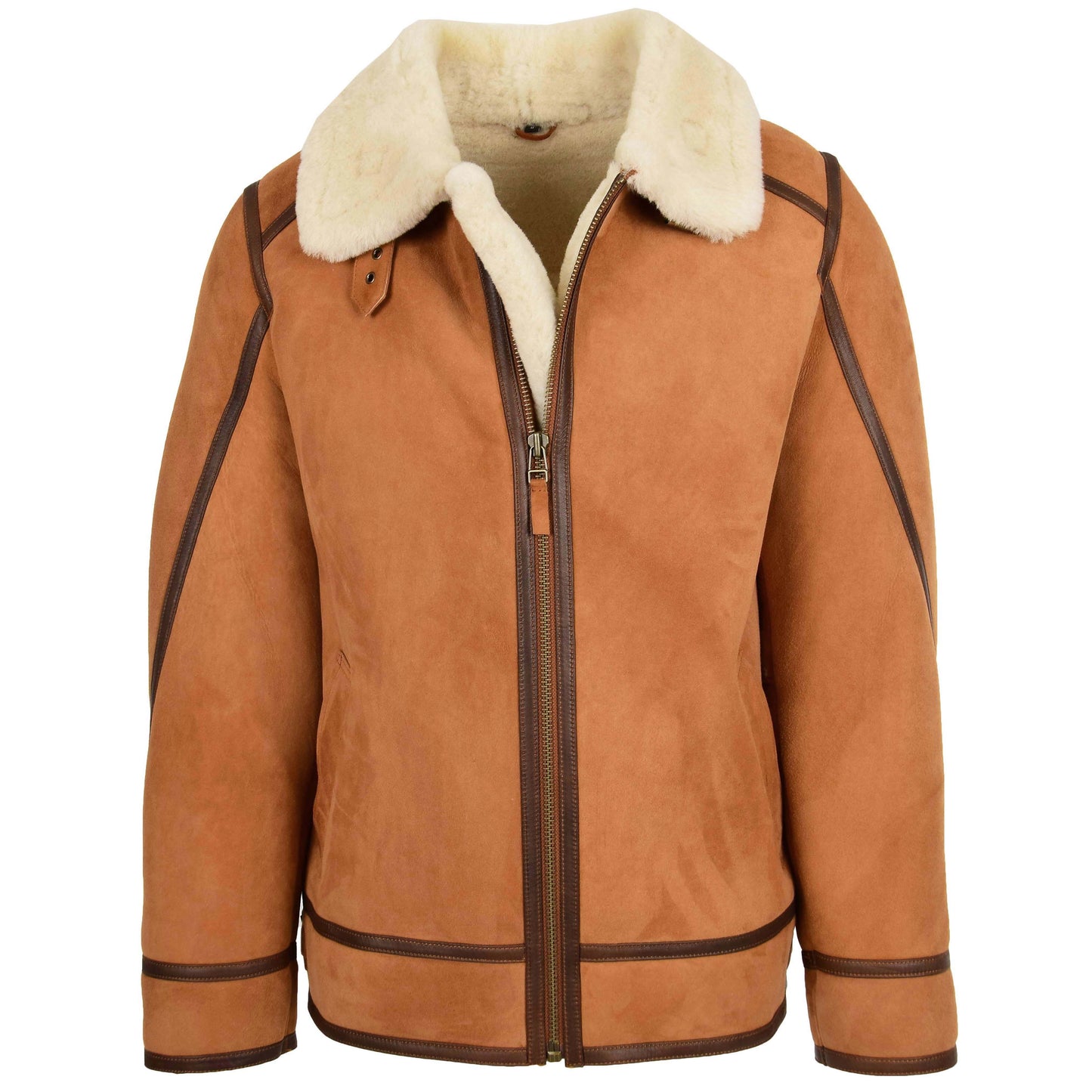 Mens Classic Top Gun Sheepskin B3 Jacket Dean Tan White