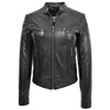 Womens Leather Standing Collar Jacket Becky Black