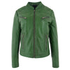 Womens Leather Standing Collar Jacket Becky Green