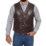 button fastening leather waistcoat