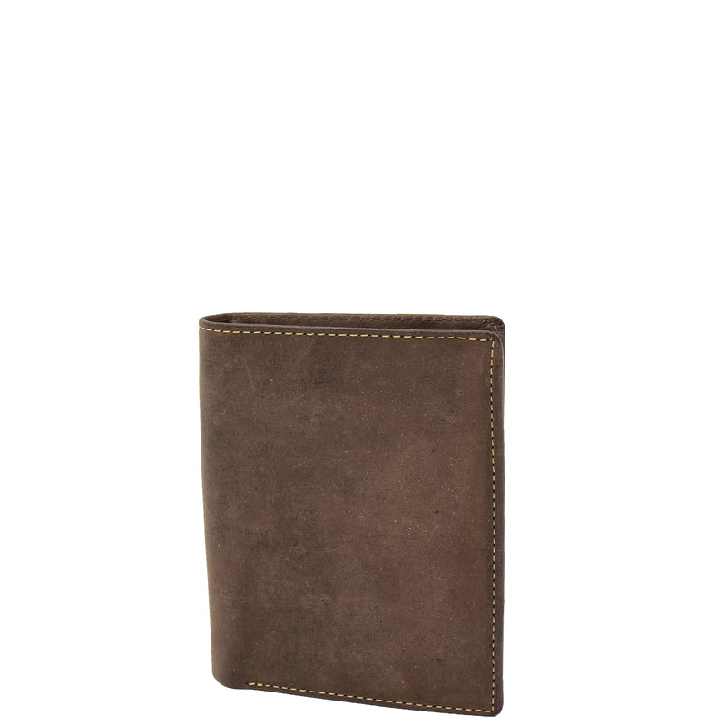 Mens Single Fold Real Leather Wallet Zurich Brown 1