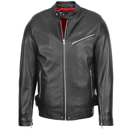 Mens Leather Cafe Racer Causal Biker Jacket Gerard Black