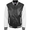 Mens Leather College Boy Varsity Jacket Garry Black White 2