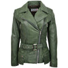 Womens Leather Hip Length Biker Jacket Celia Green