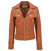 Womens Leather Fitted Biker Style Jacket Kim Tan