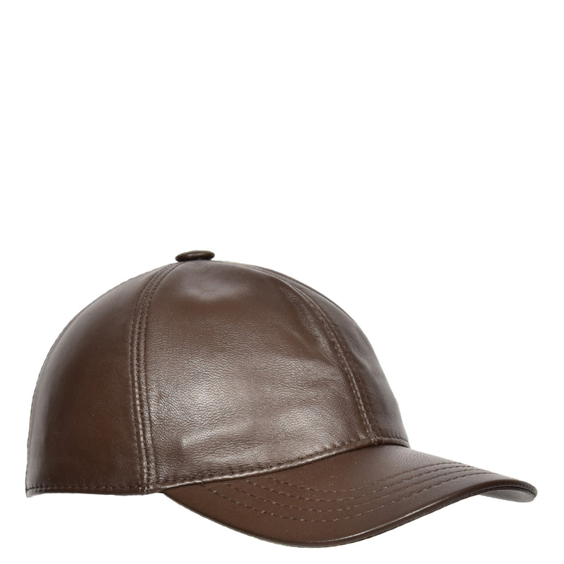 brown leather baseball cap