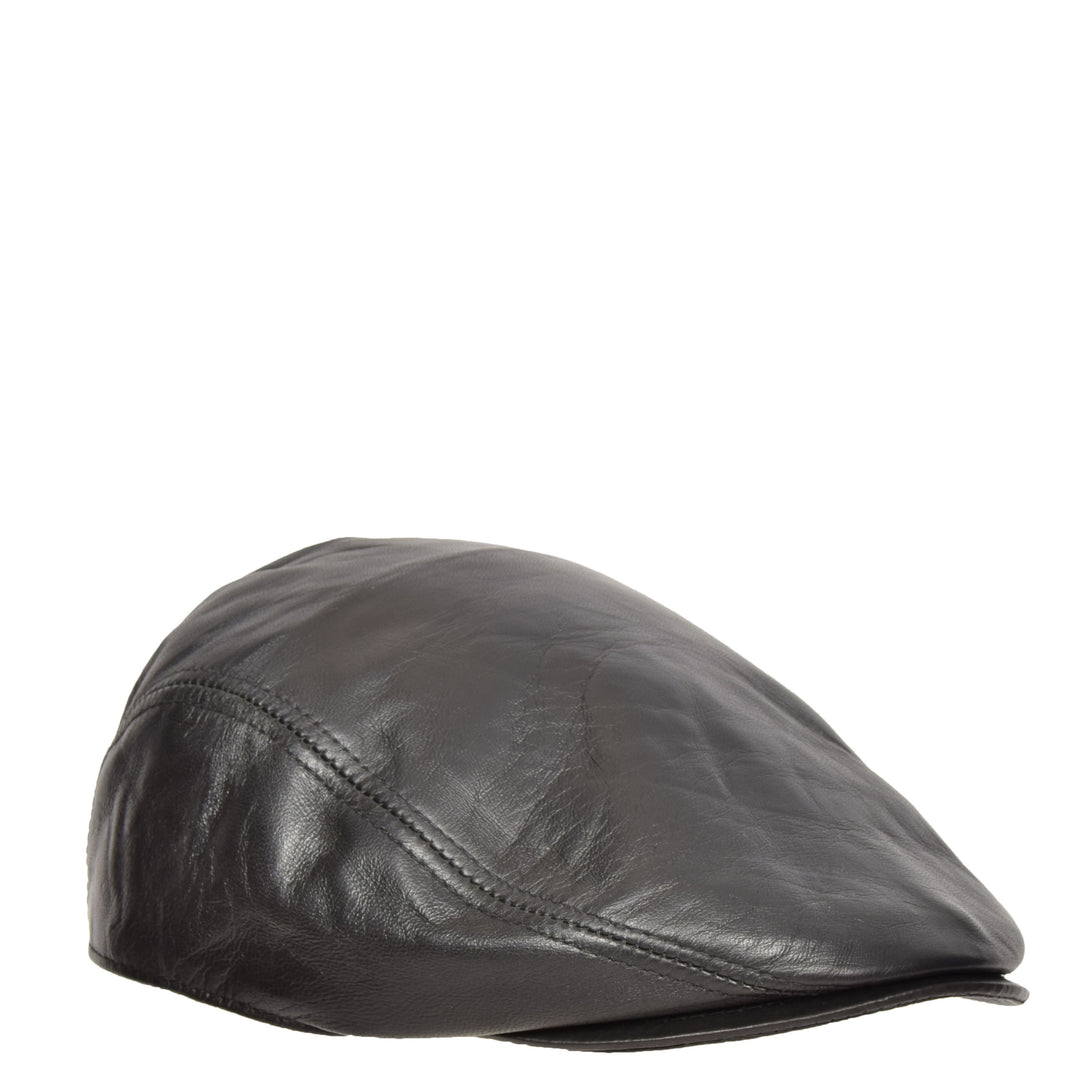 Soft Leather Classic Flat Cap Black House of Leather
