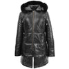 Womens 3/4 Length Padded Leather Coat Lisa Black